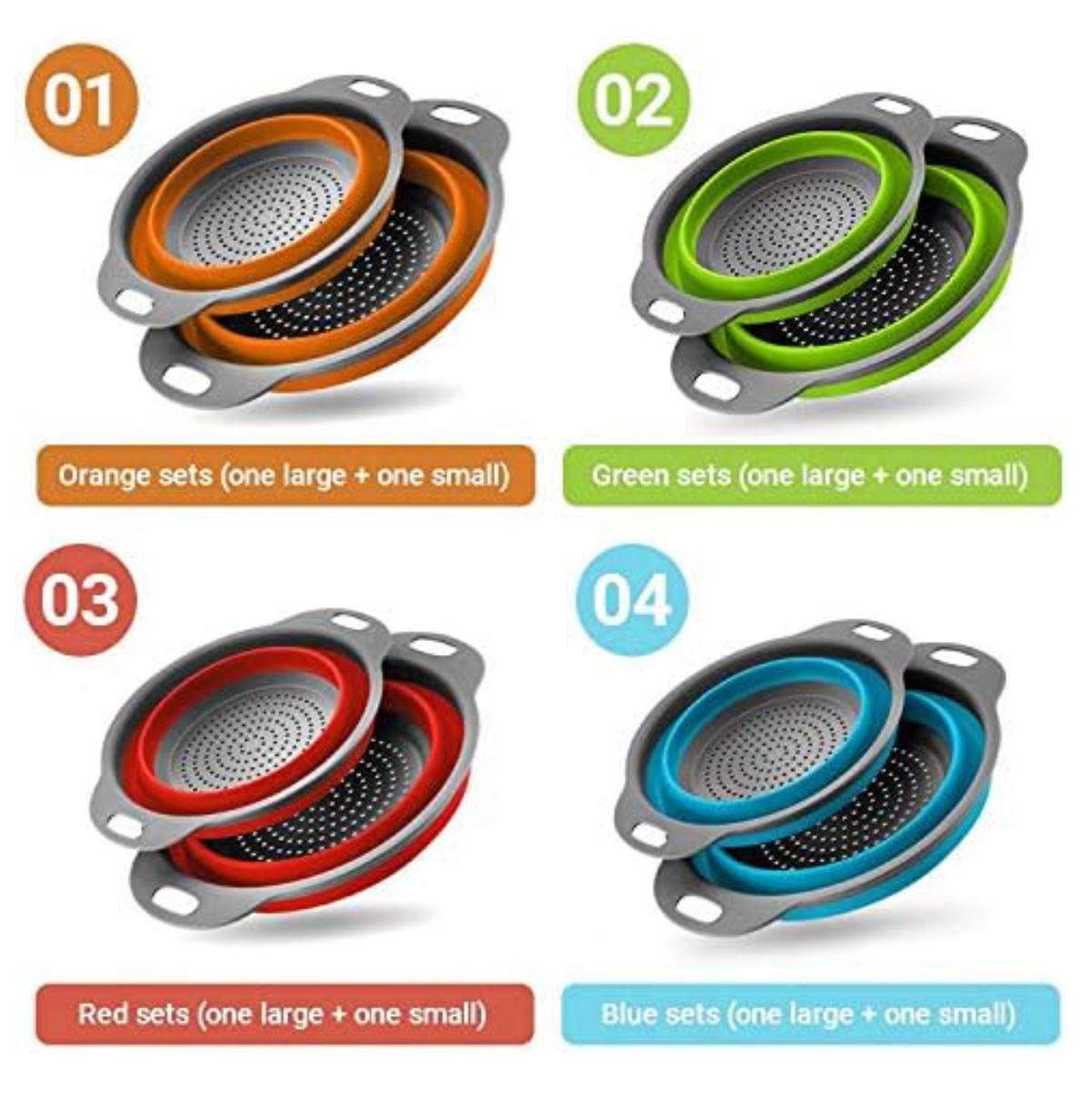 Miniatura 2 de Coladores Plegables de Silicona juego X2